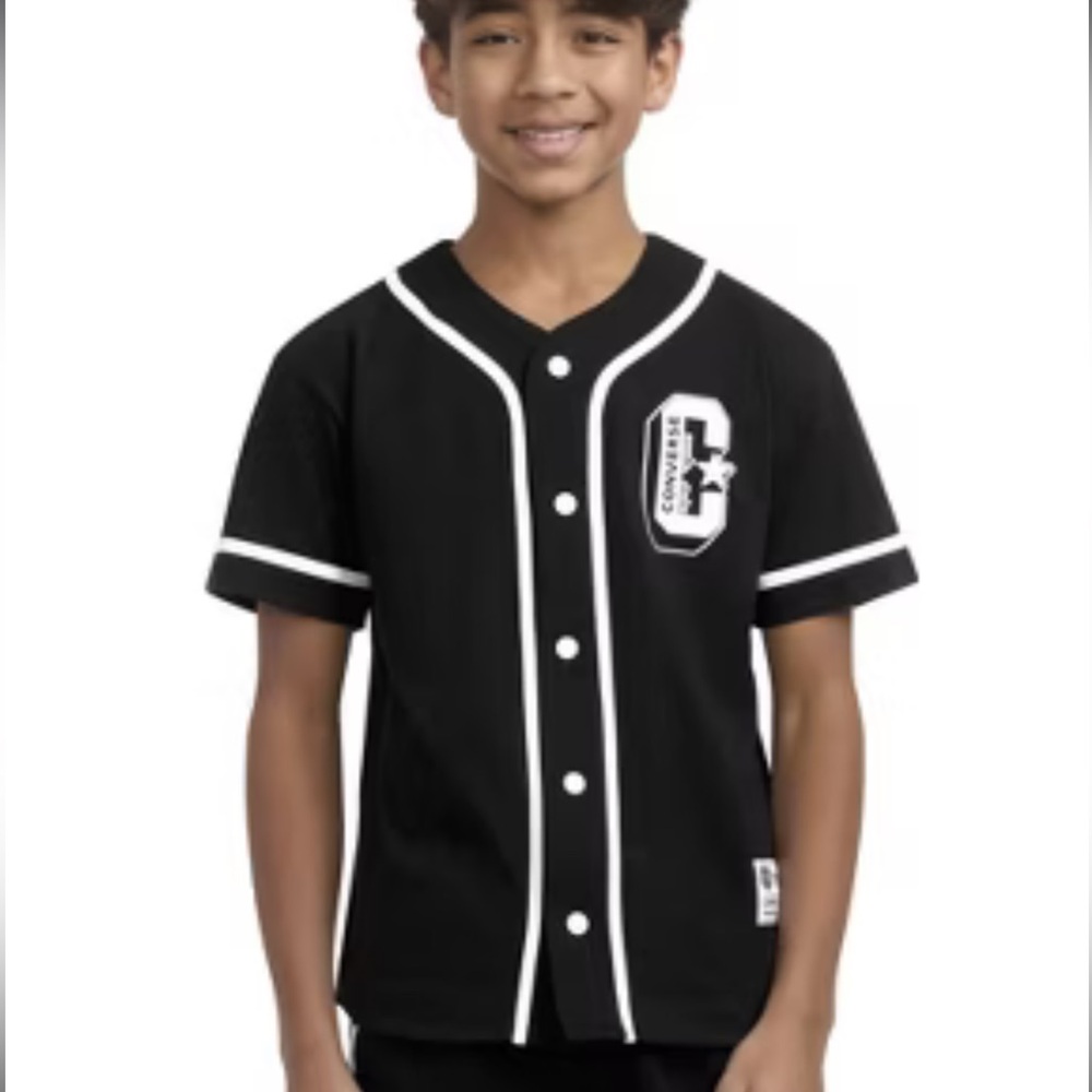 Converse® Boys' Short Sleeve Baseball T-Shirt‎ Black Medium